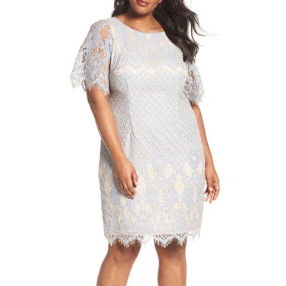 Adrianna Papell Georgia bell sleeve lace sheath dress 14